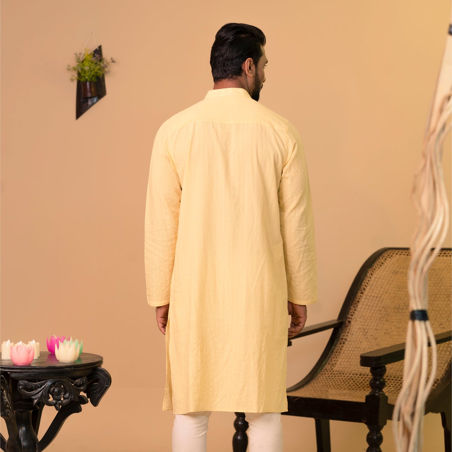 Mens Basic Panjabi-Yellow 1
