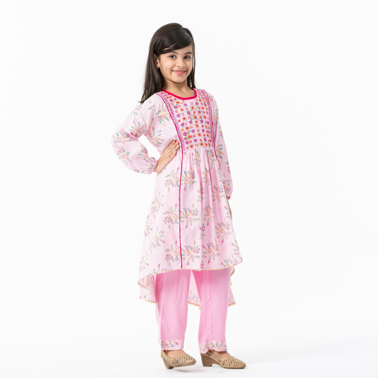 Girls Pink Ethnic Set