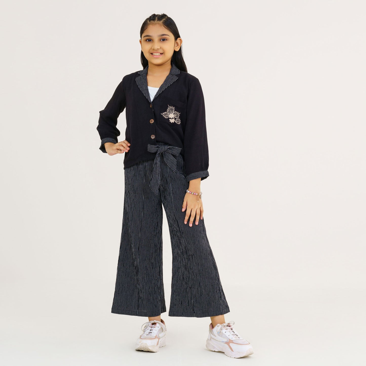 Girls Black Two Piece Ethnic Set