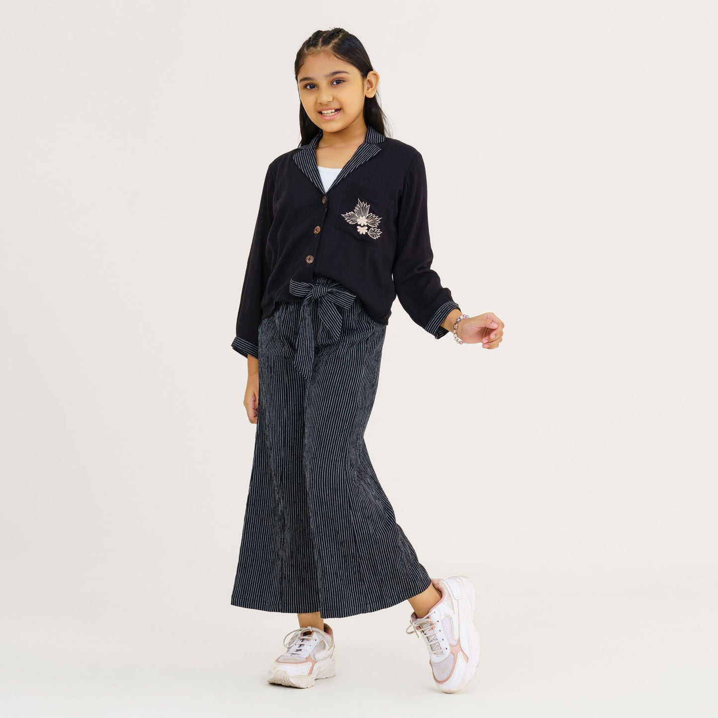 Girls Black Two Piece Ethnic Set