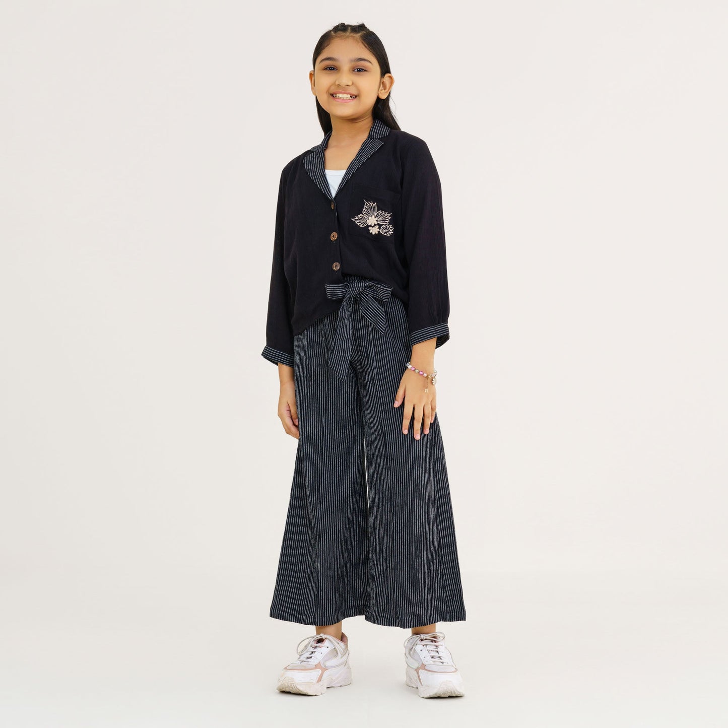 Girls Black Two Piece Ethnic Set