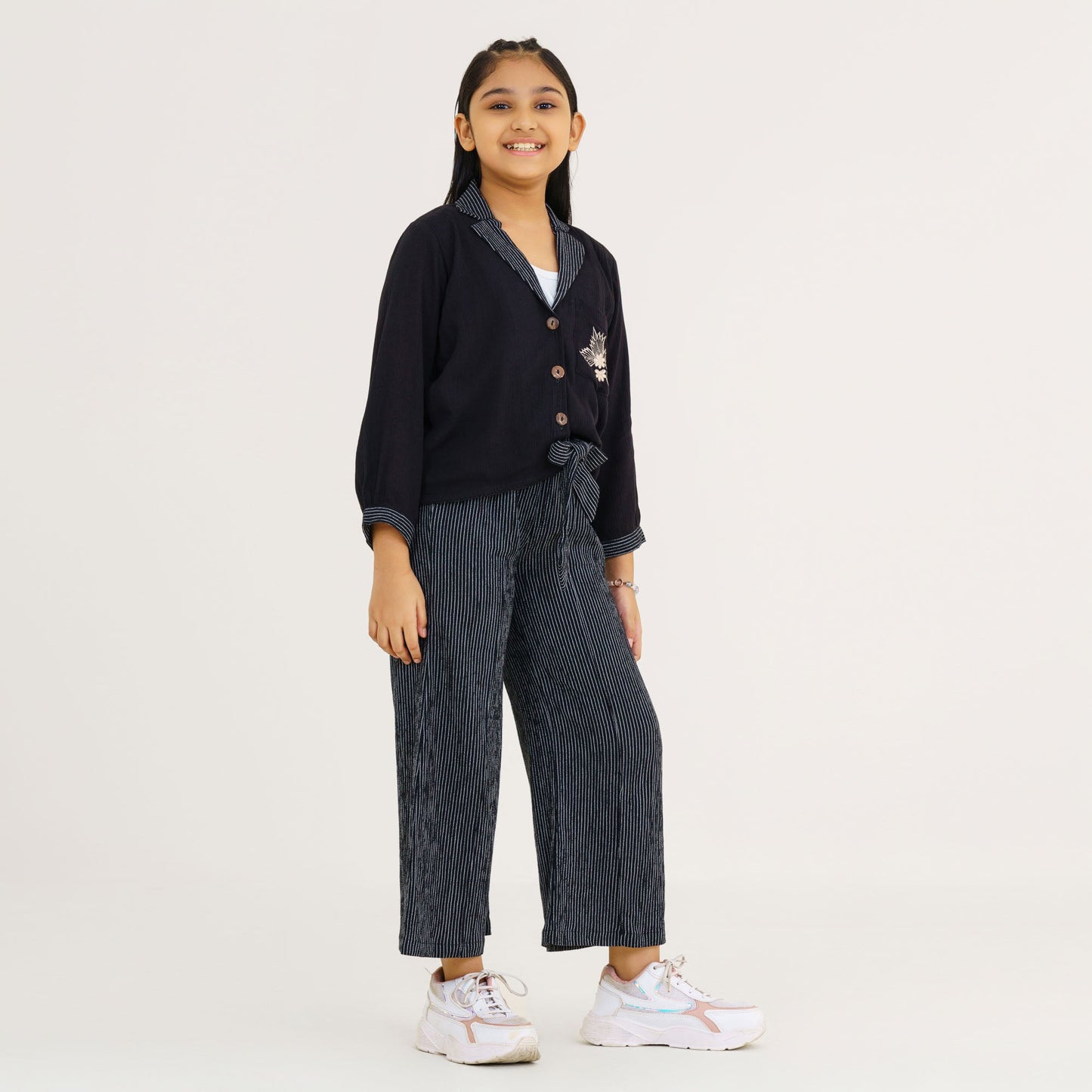 Girls Black Two Piece Ethnic Set