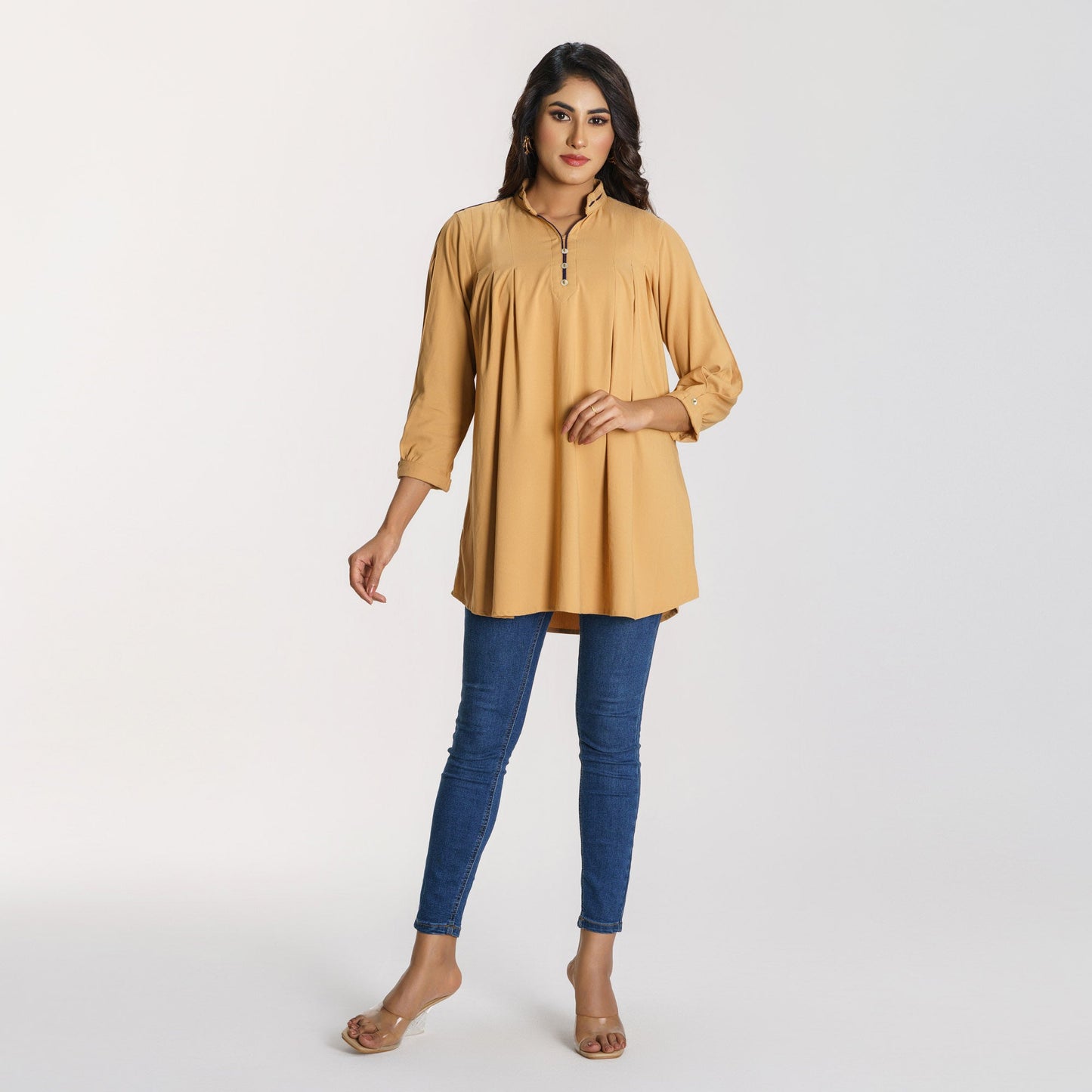 Women's Beige Workwear Top