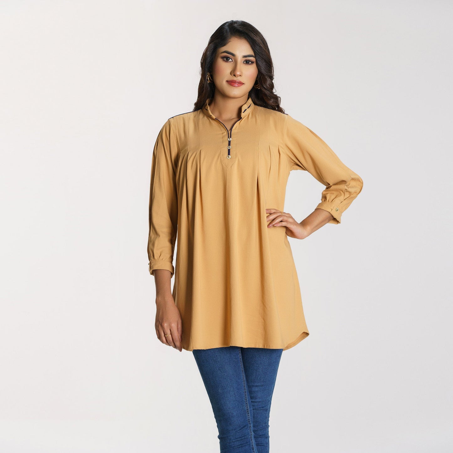 Women's Beige Workwear Top