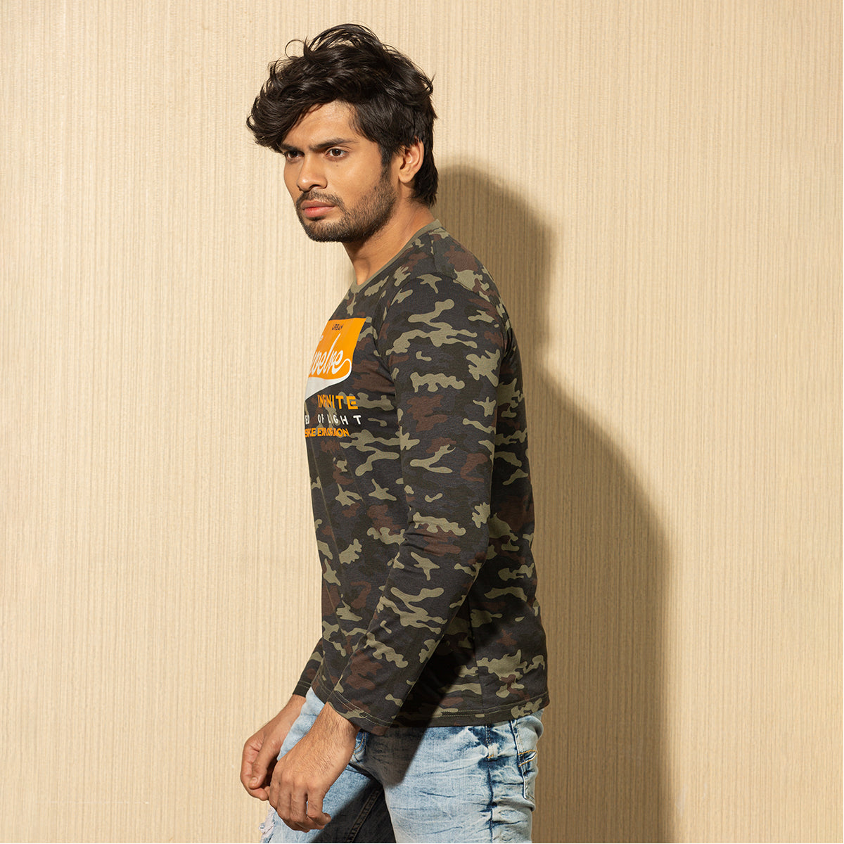 Mens L/S T-Shirt - Olive Camo