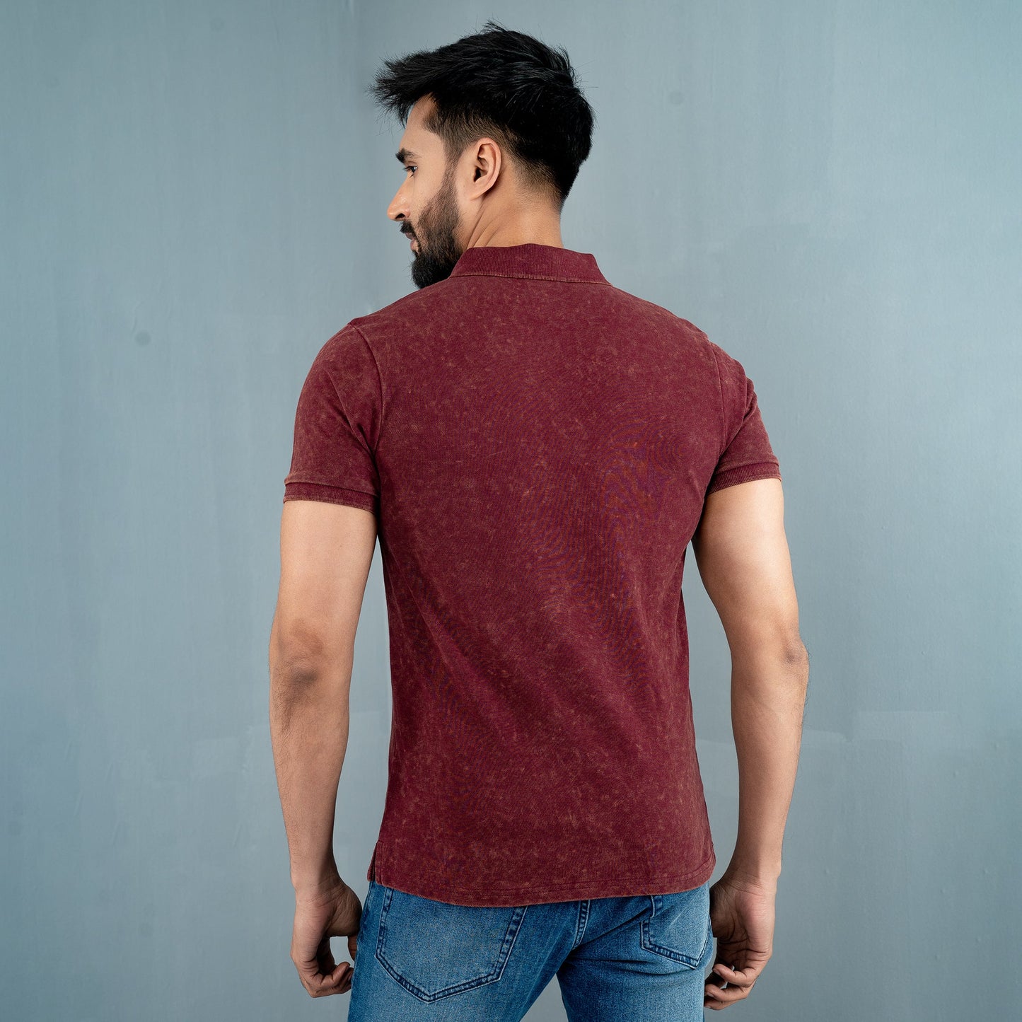 Mens Bordeaux Print Polo