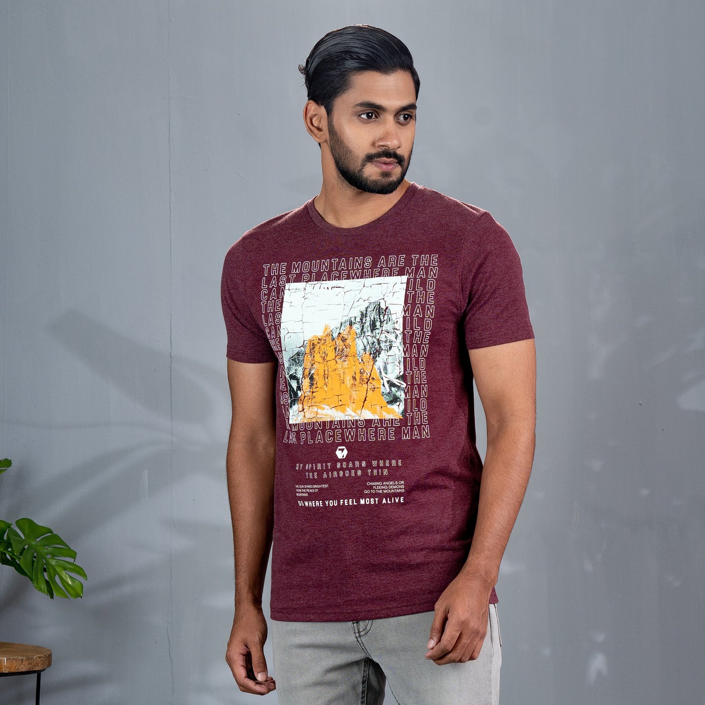 Men's Bordeaux Melange T-Shirt