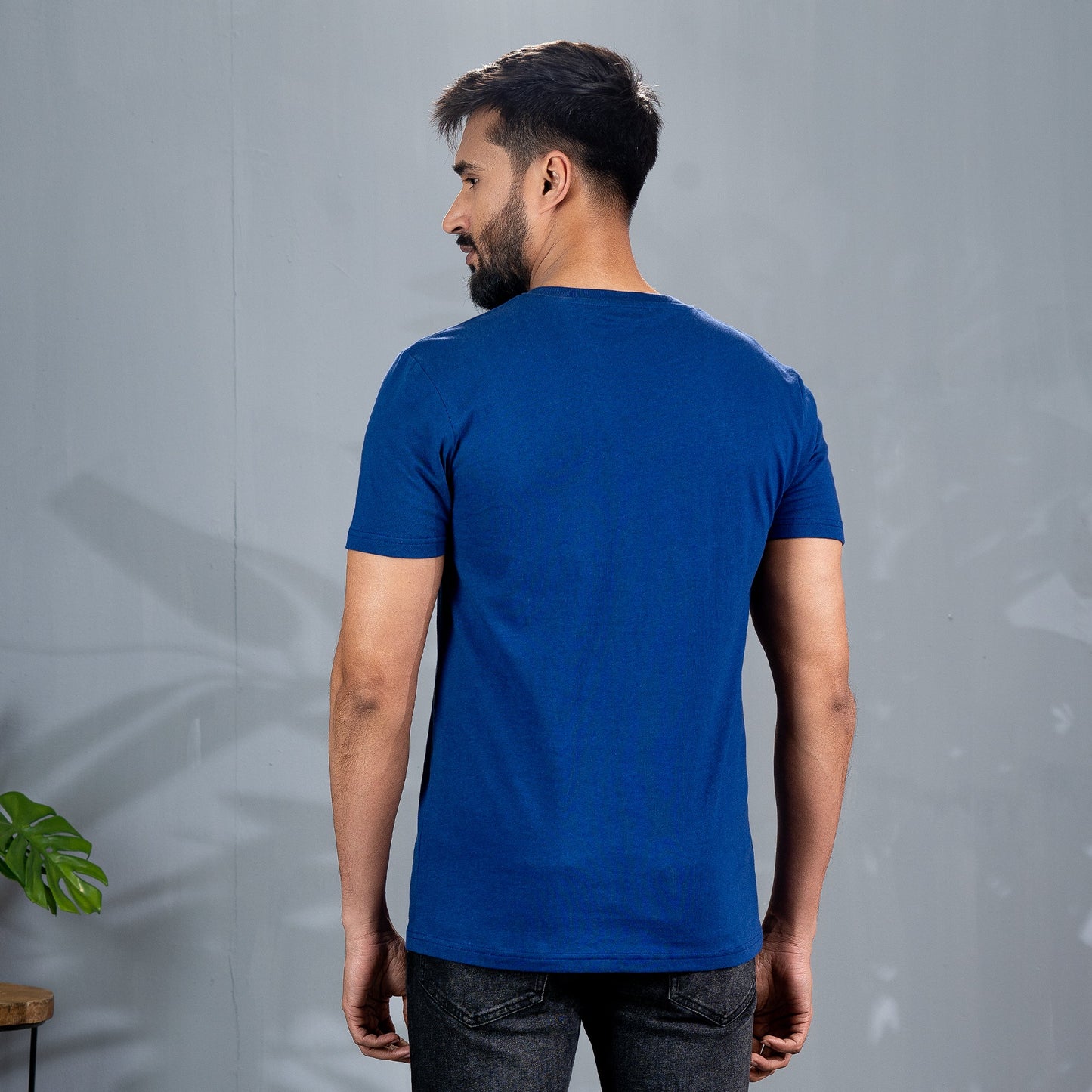 Men's Blue Chest Print T-Shirt