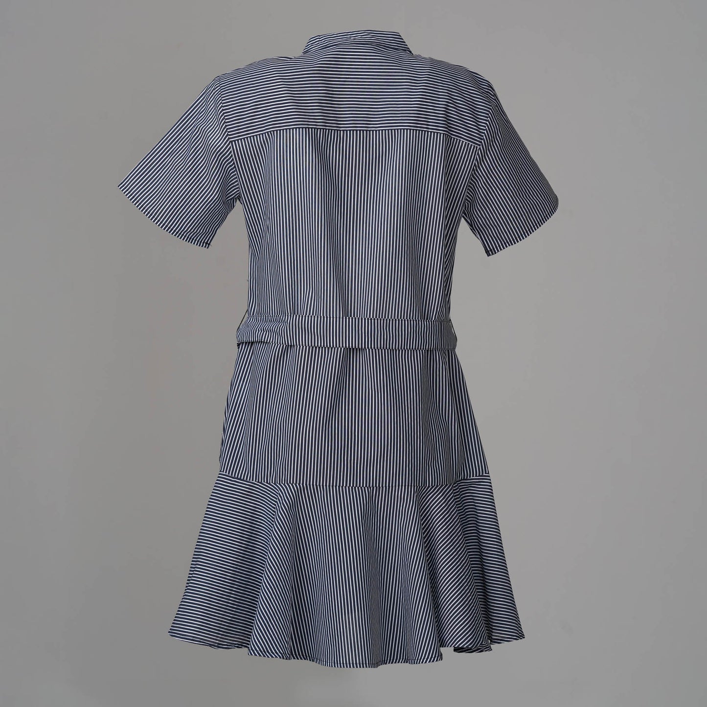 Womens Dark Blue & White Strip Shirt Dress
