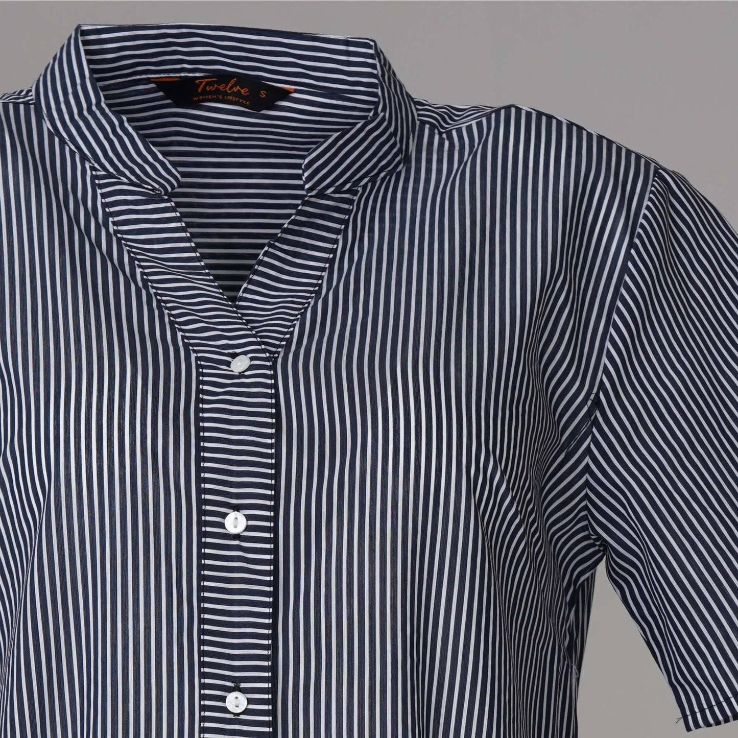 Womens Dark Blue & White Strip Shirt Dress