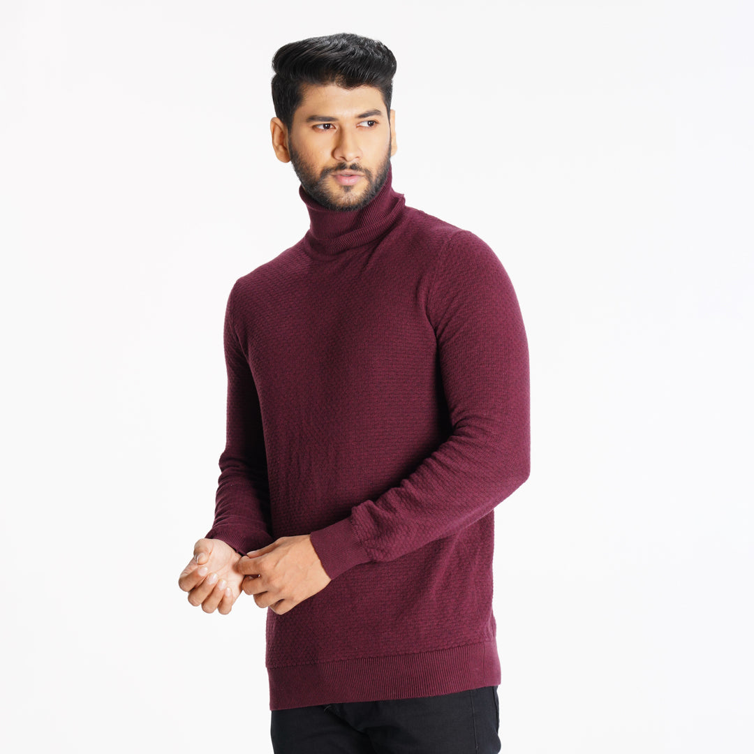 Men's Black High Neck Pullover