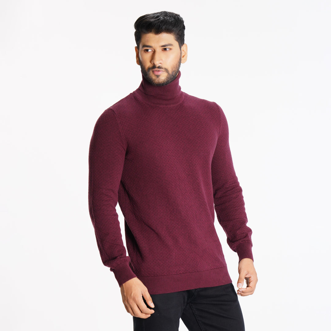 Men's Black High Neck Pullover