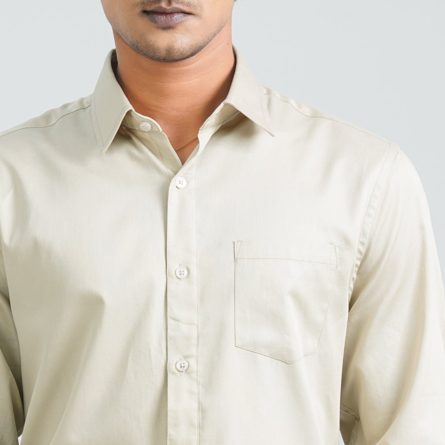Men’s Beige Satin Lycra Shirt