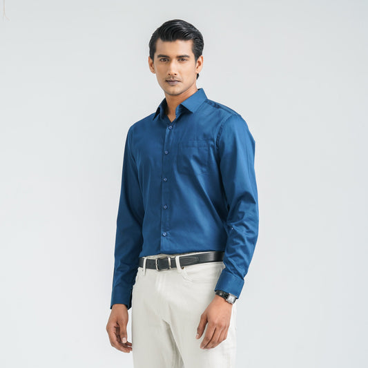 Men’s Blue Satin Lycra Shirt