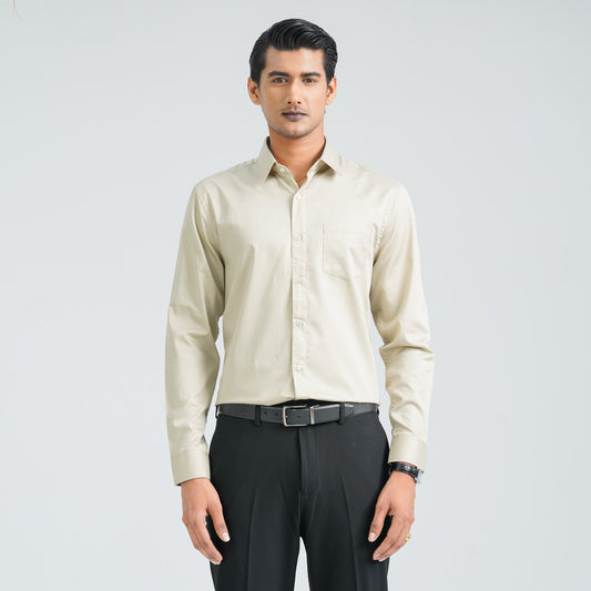 Men’s Beige Satin Lycra Shirt