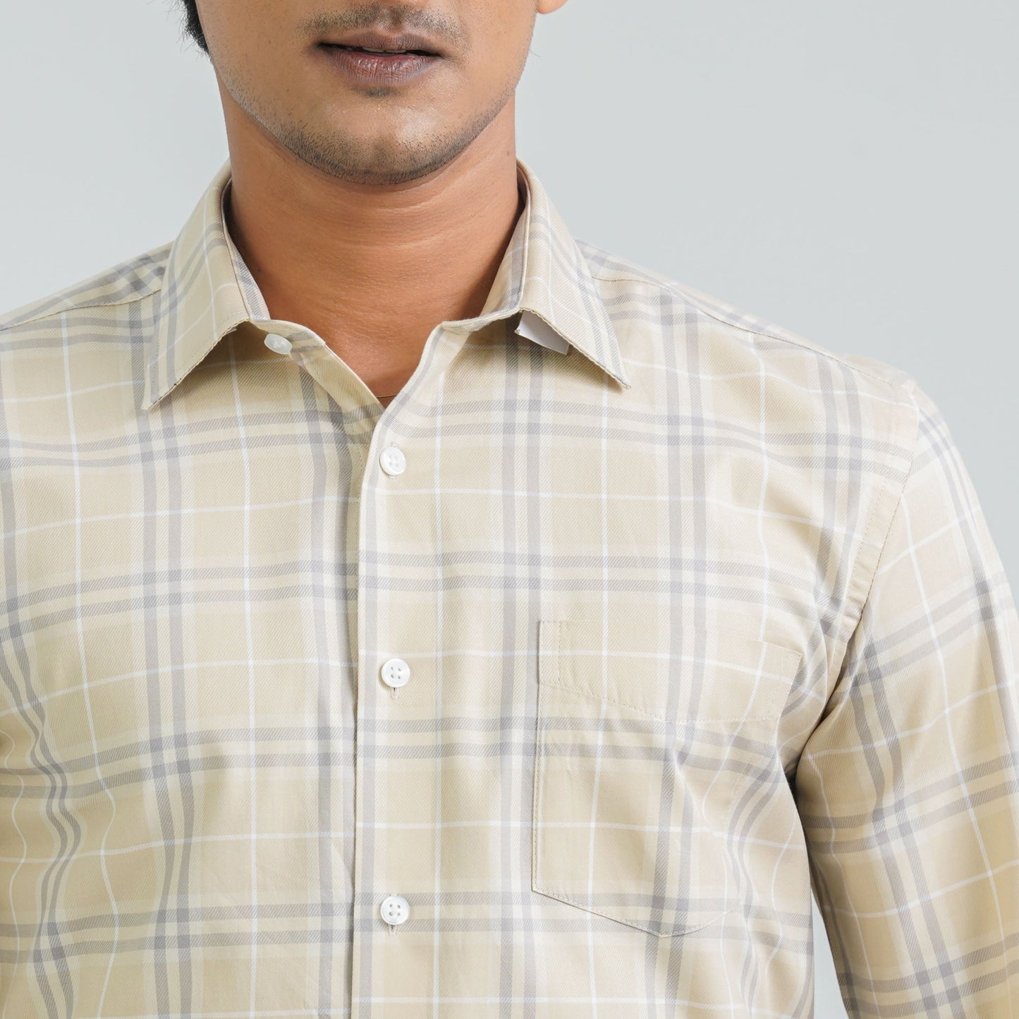 Menâ€™s Beige Formal Shirt