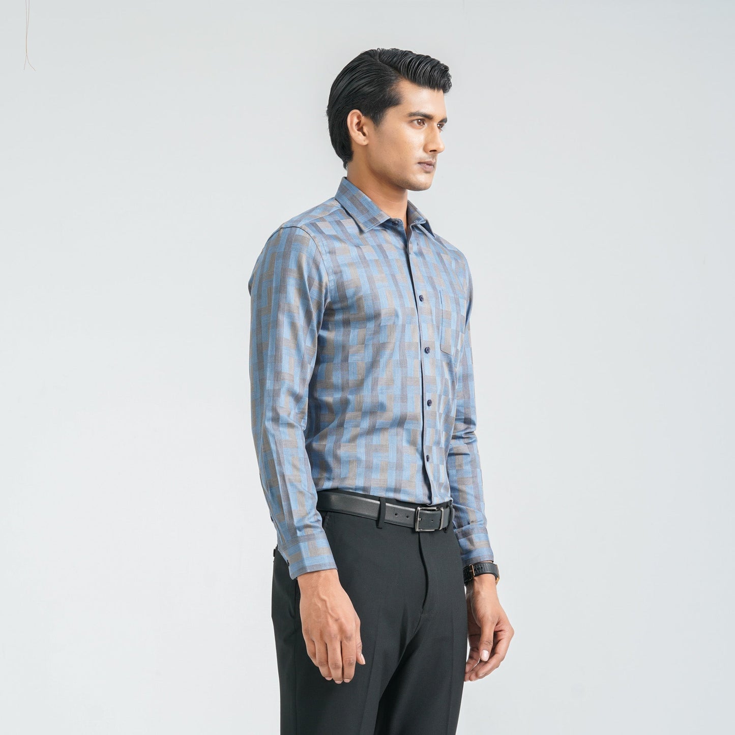 Menâ€™s Blue Cotton Formal Shirt