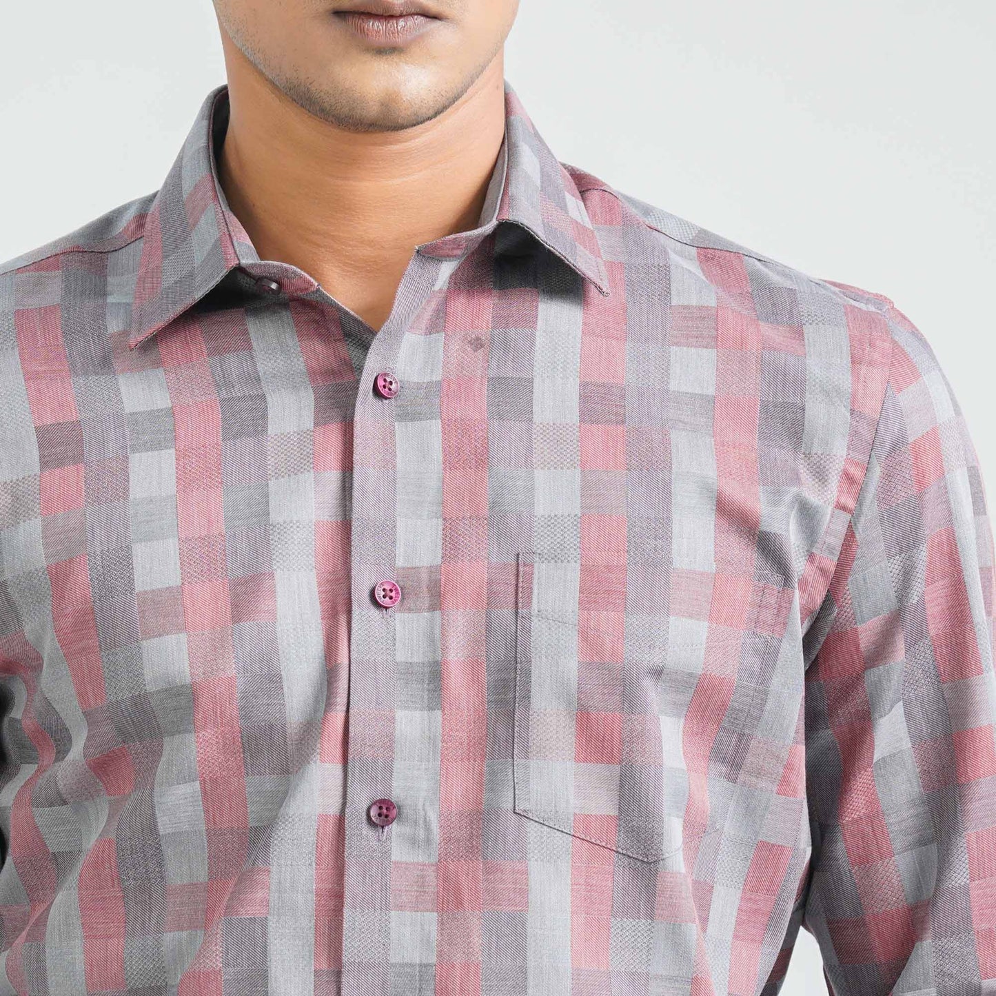 Menâ€™s Ash Maroon Formal Shirt