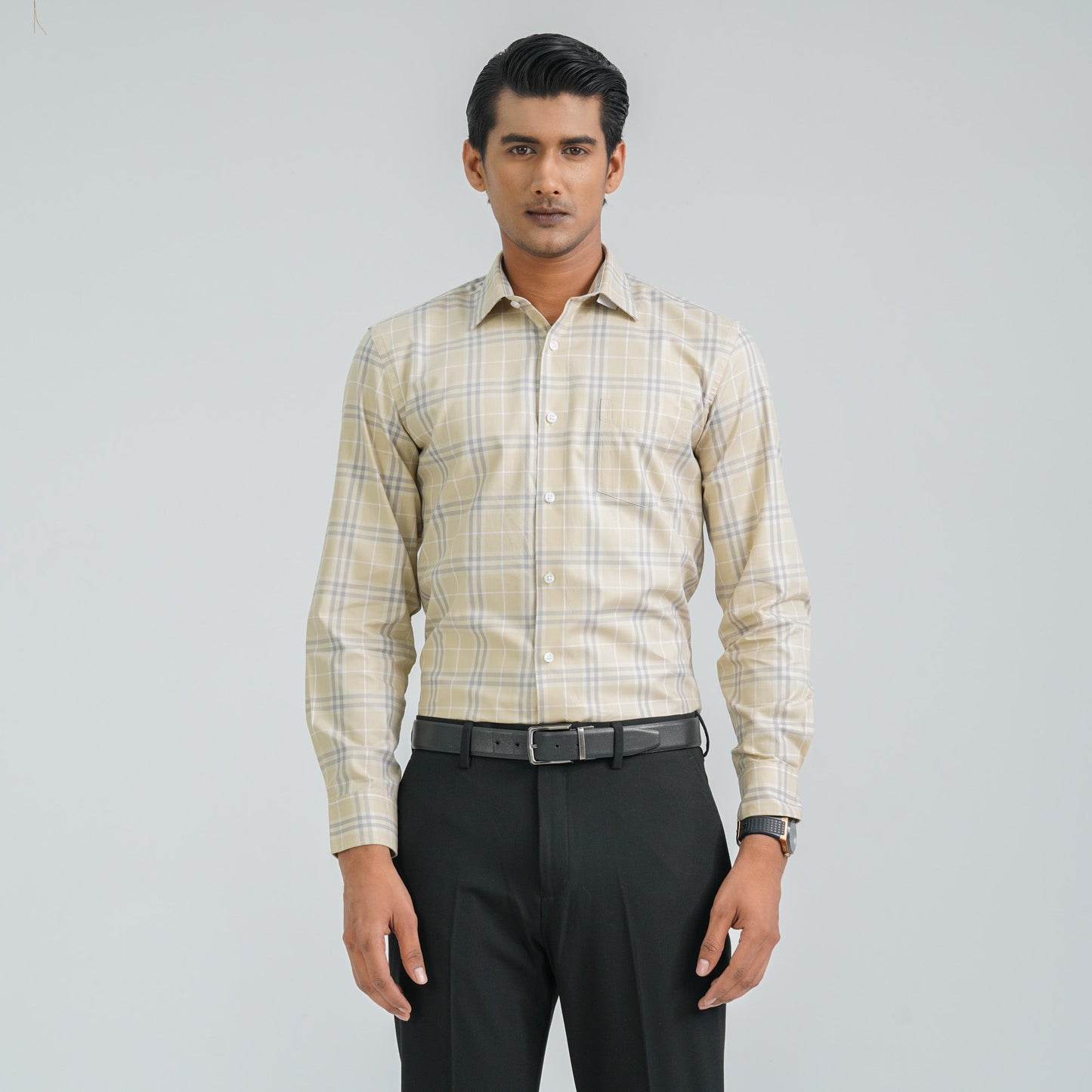 Menâ€™s Beige Formal Shirt