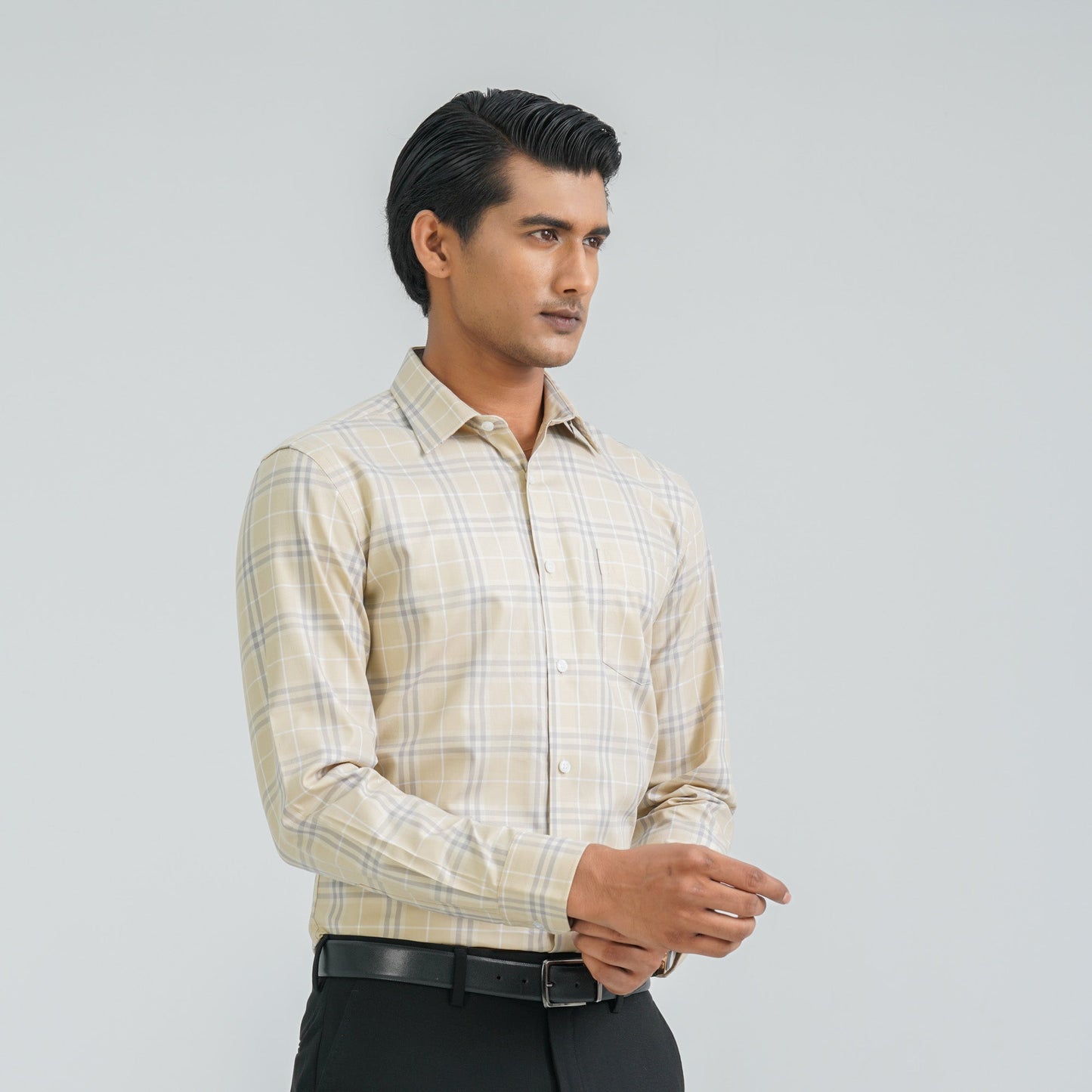 Menâ€™s Beige Formal Shirt