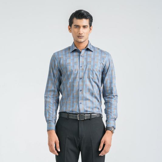 Menâ€™s Blue Cotton Formal Shirt