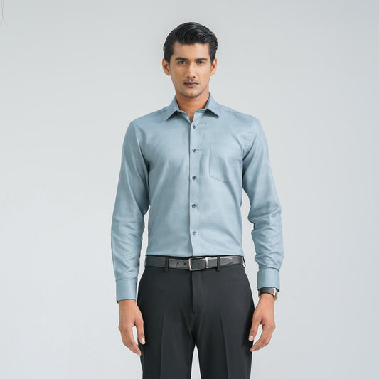 Menâ€™s Blue Cotton Formal Shirt