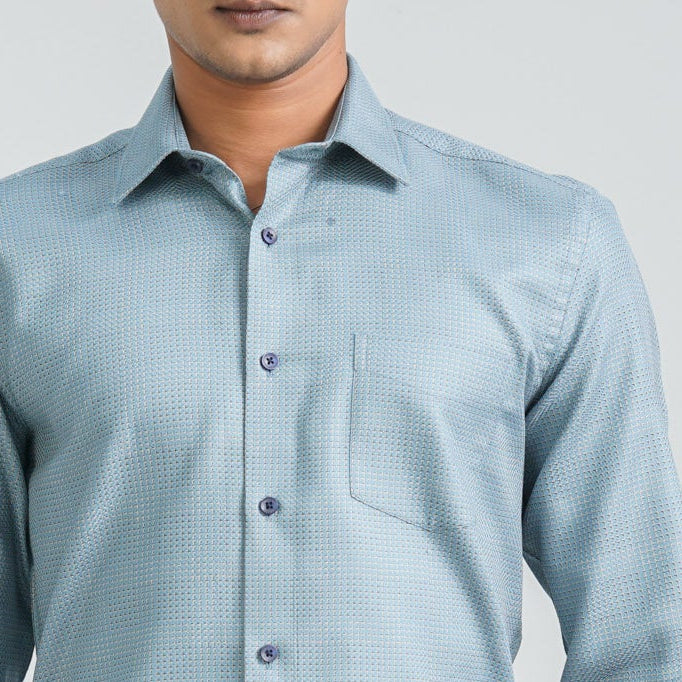 Menâ€™s Blue Cotton Formal Shirt