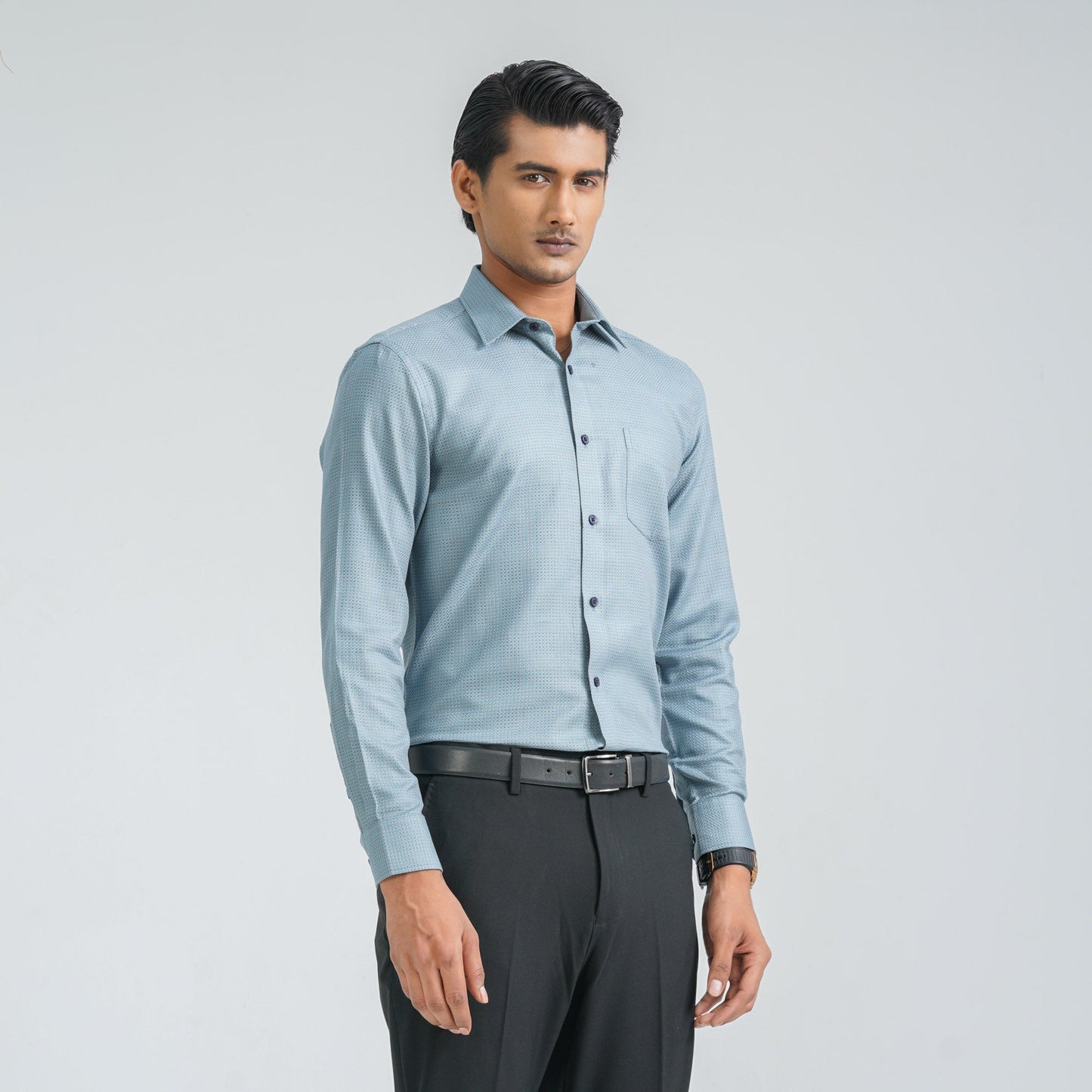 Menâ€™s Blue Cotton Formal Shirt