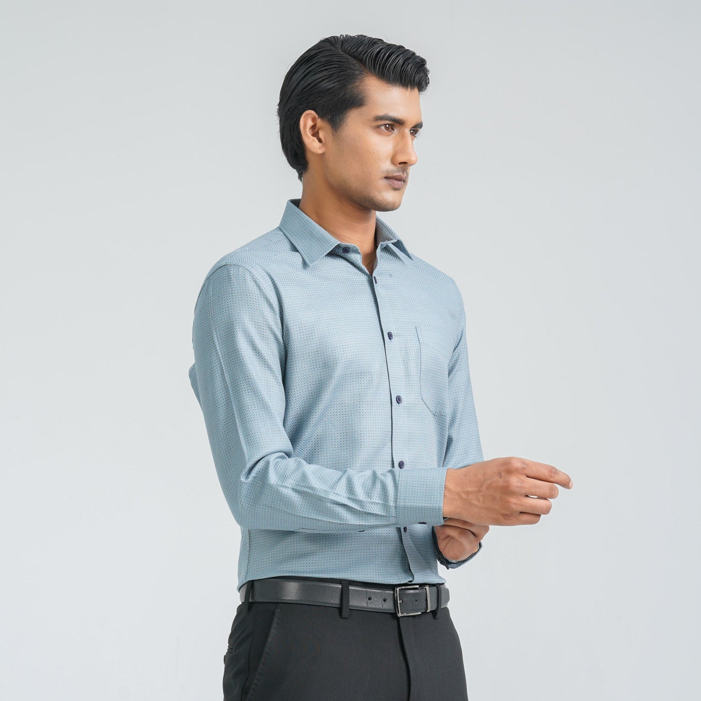 Menâ€™s Blue Cotton Formal Shirt