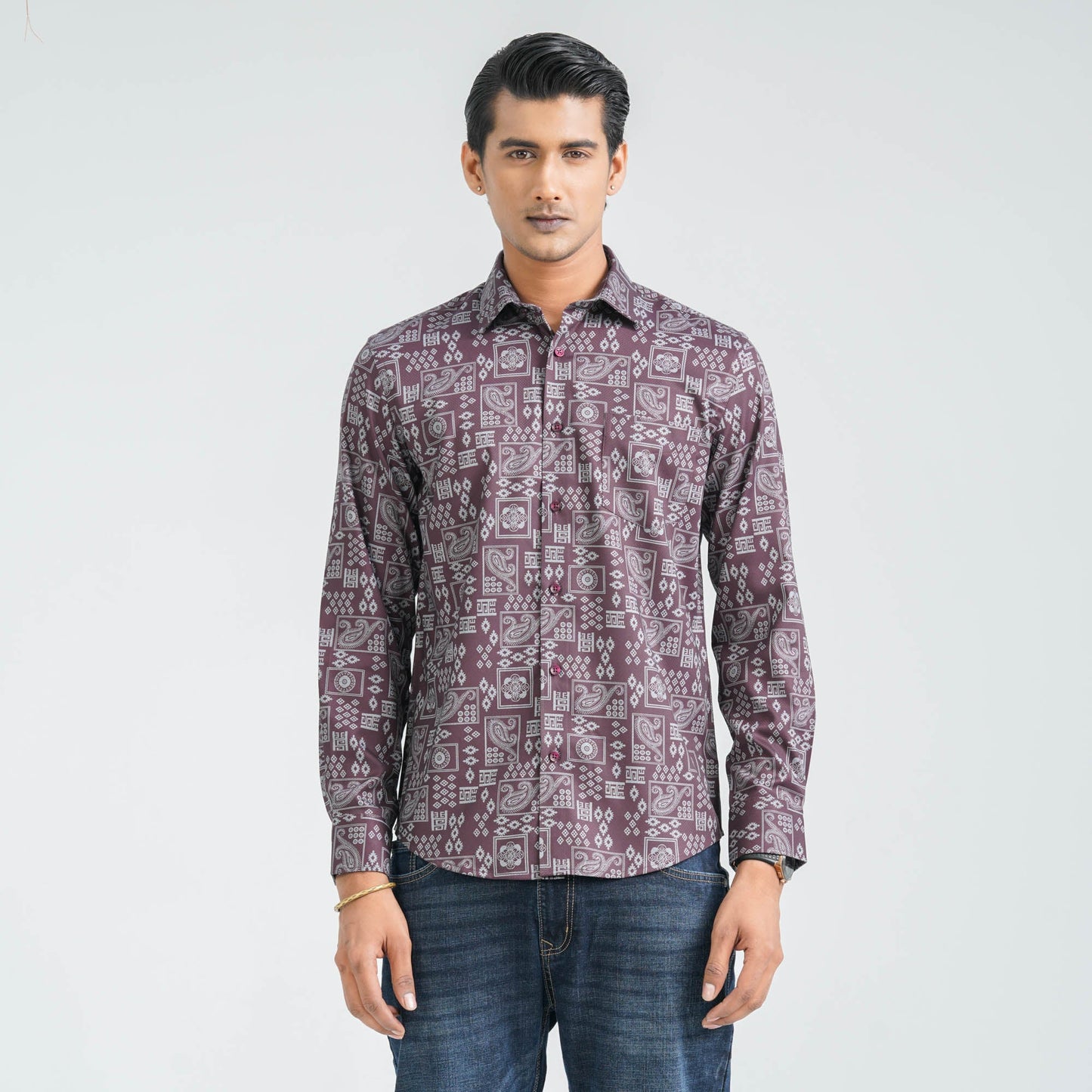 Menâ€™s Maroon Casual Shirt