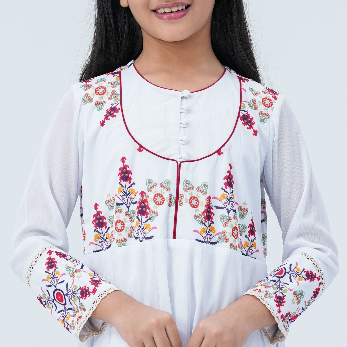 Girl's  Floral Georgette Three Piece Set