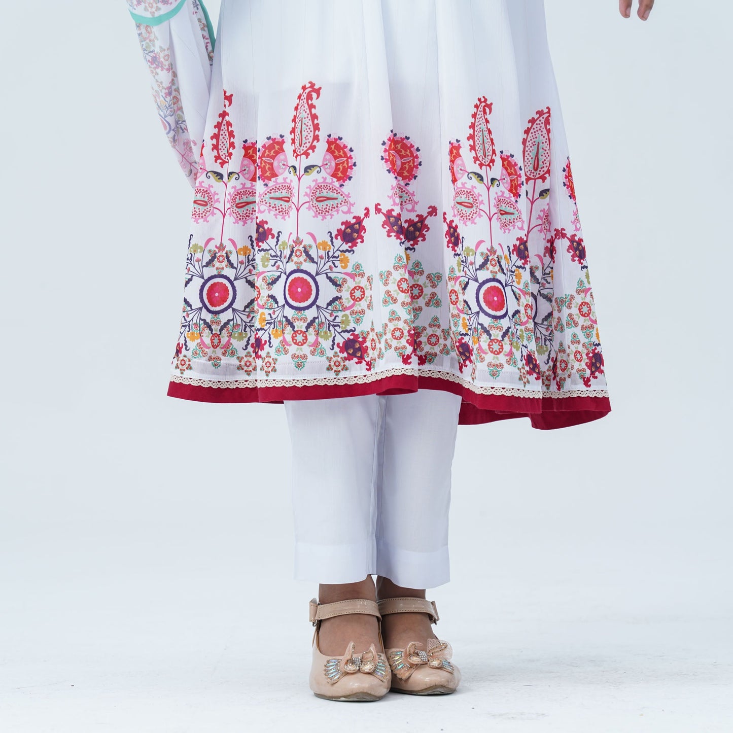 Girl's  Floral Georgette Three Piece Set