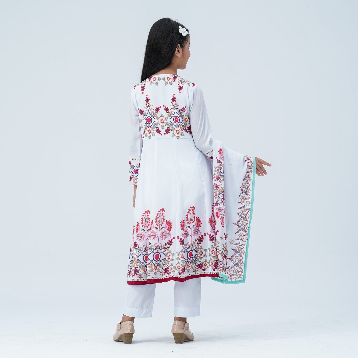 Girl's  Floral Georgette Three Piece Set