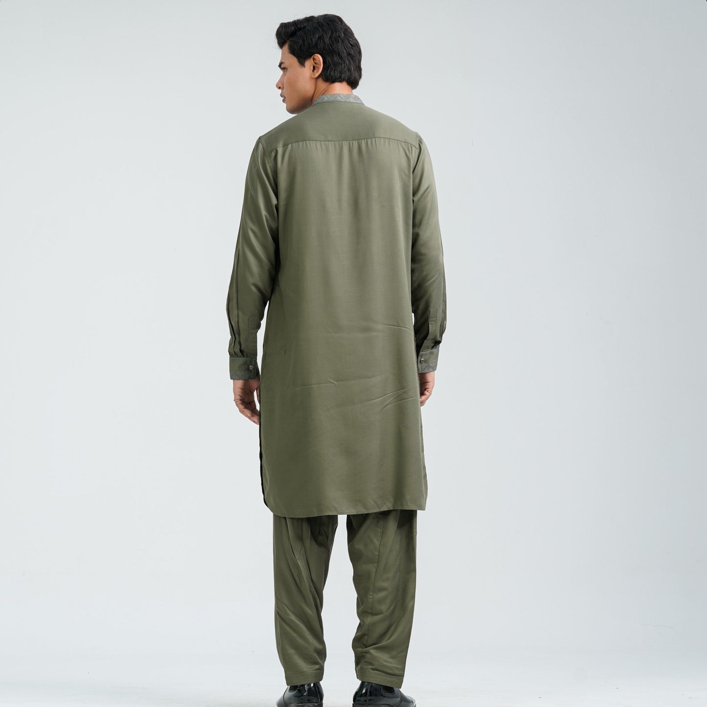 Men's Embroidery Bottle Green Kabli Set
