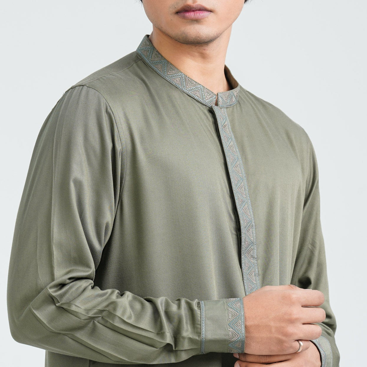 Men's Embroidery Bottle Green Kabli Set