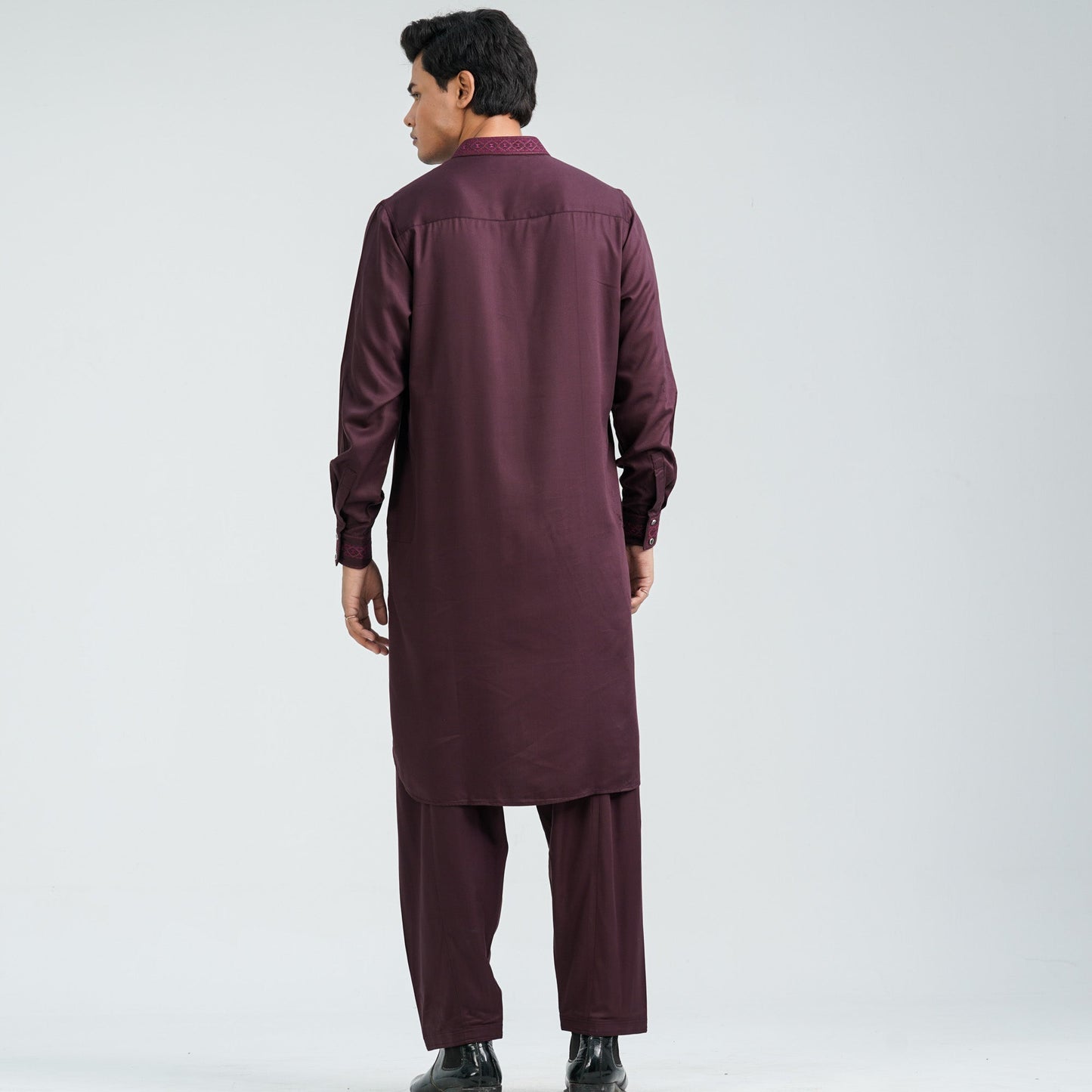 Men's Embroidery Maroon Kabli Set