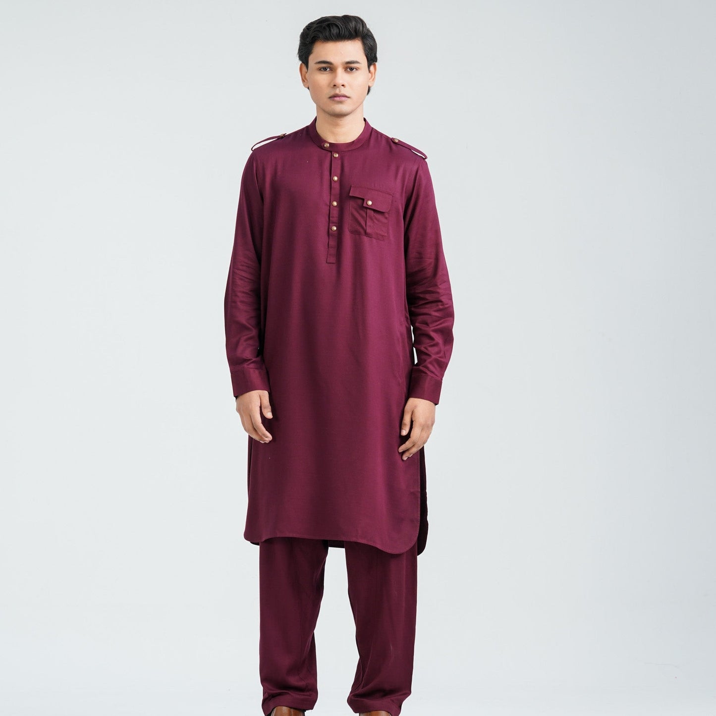 Menâ€™s Maroon Viscose Kabli