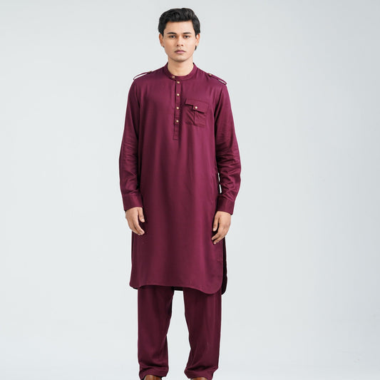 Menâ€™s Maroon Viscose Kabli