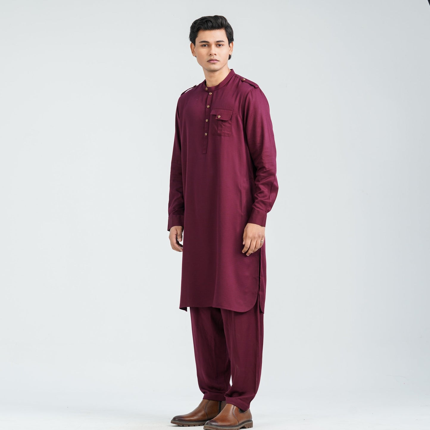 Menâ€™s Maroon Viscose Kabli