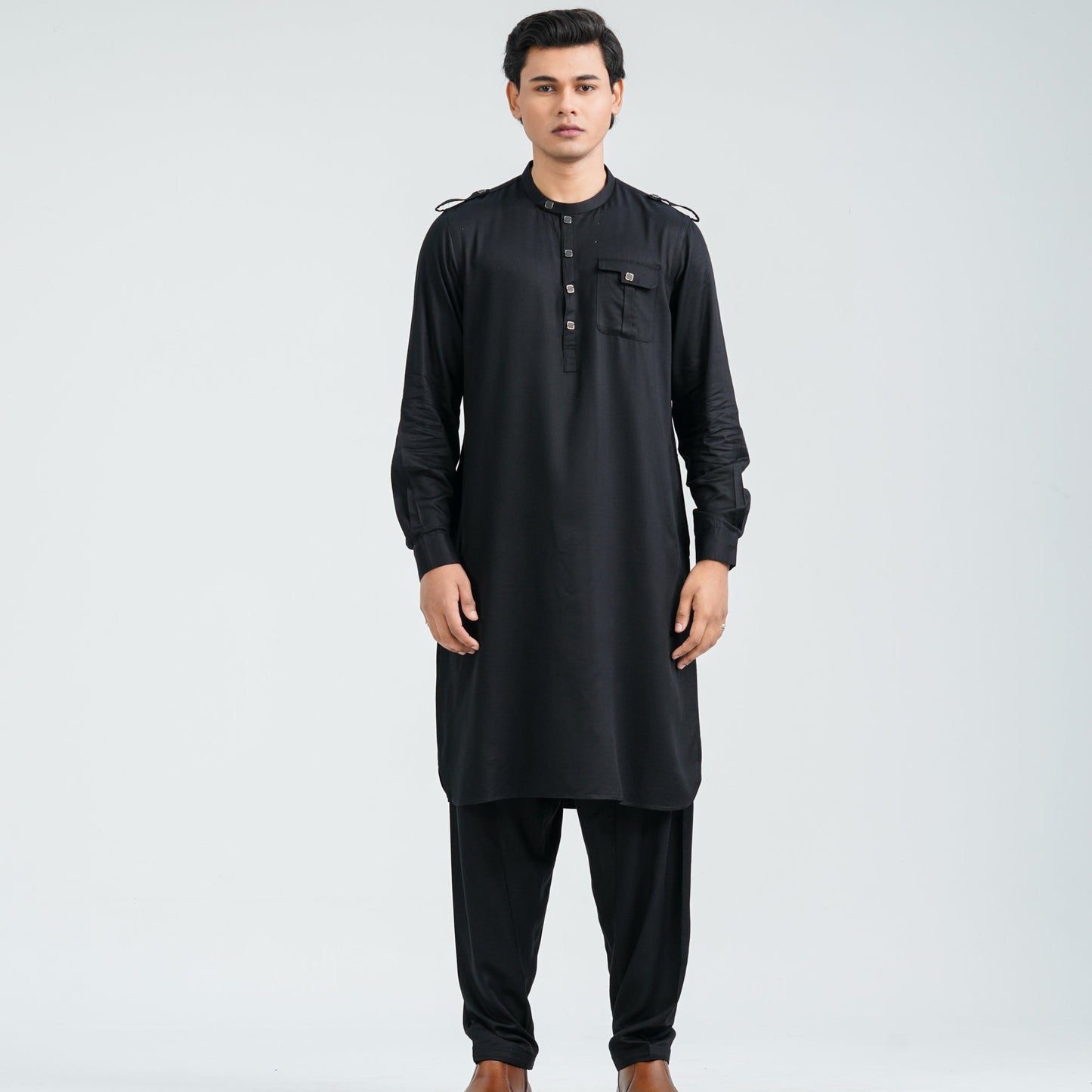 Menâ€™s Black Viscose Kabli