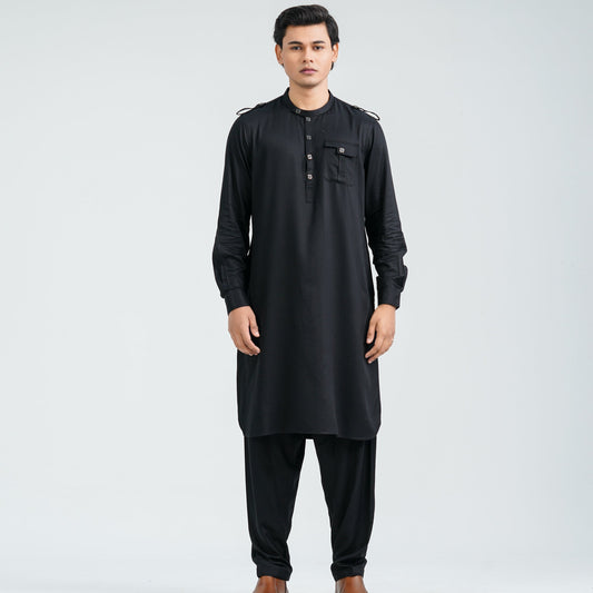 Menâ€™s Black Viscose Kabli