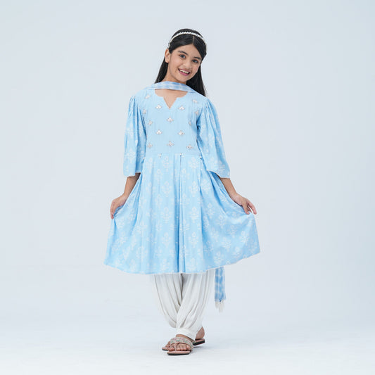 Girl's Floral Viscose Three Piece Set