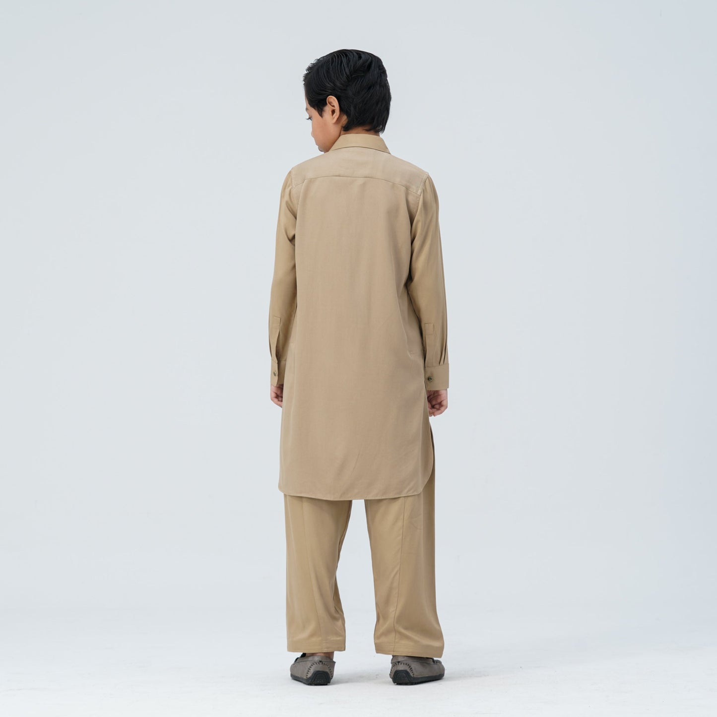 Boy's Beige Viscose Embroidered Kabli