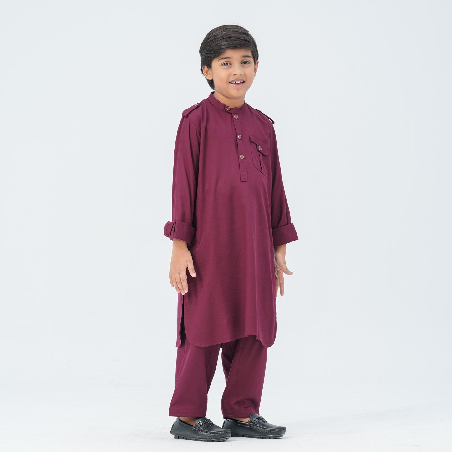 Boy's Maroon Viscose Kabli