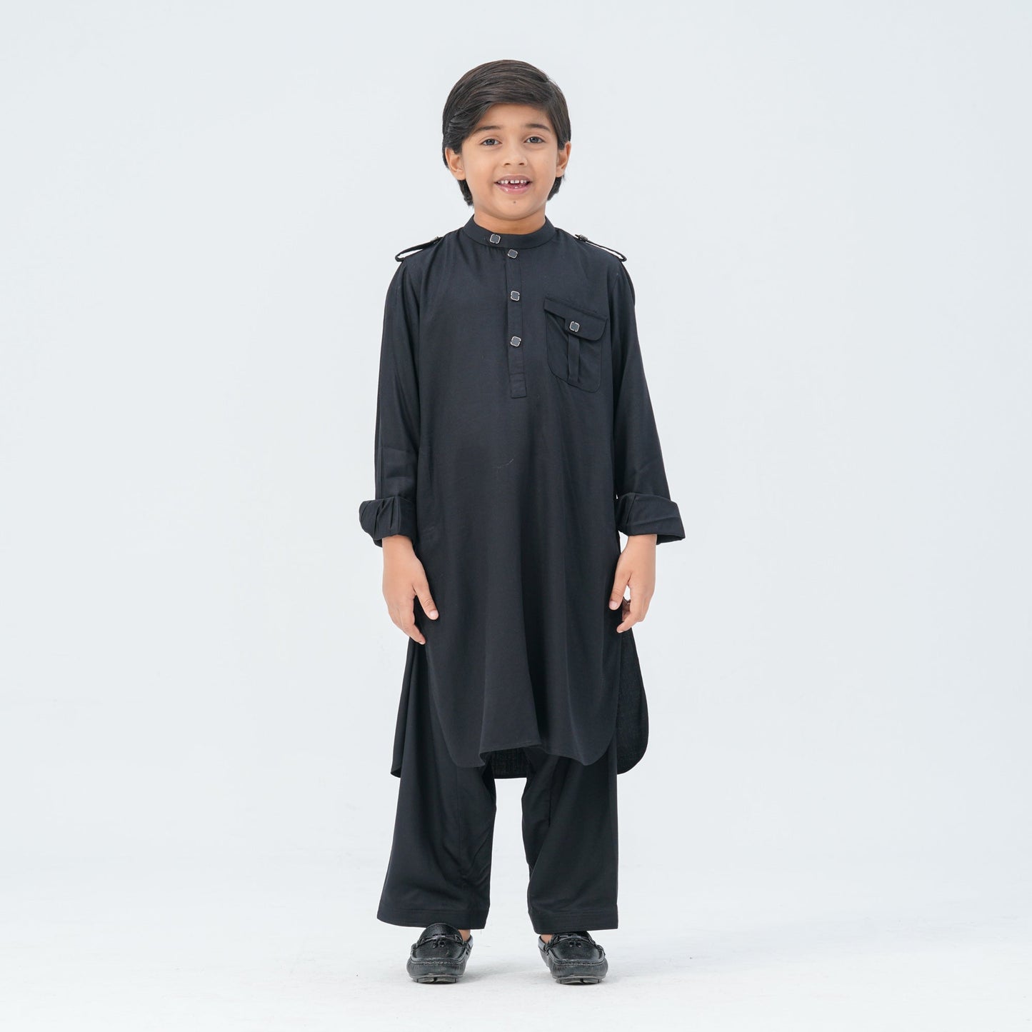 Boy's Black Viscose Kabli