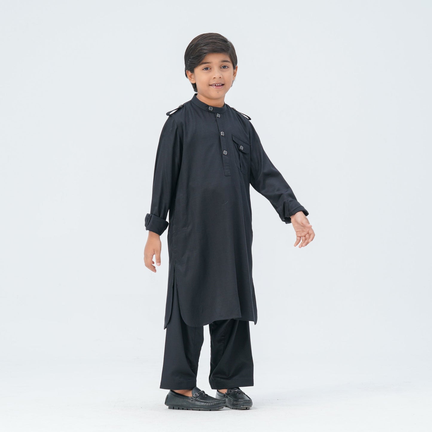 Boy's Black Viscose Kabli