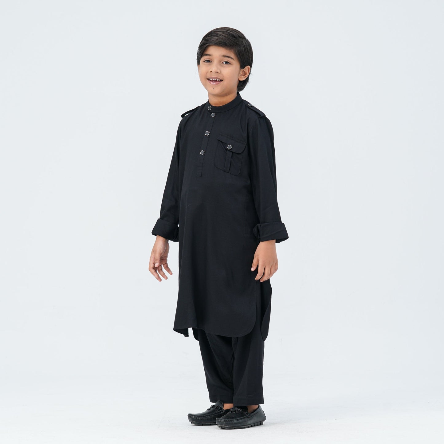 Boy's Black Viscose Kabli