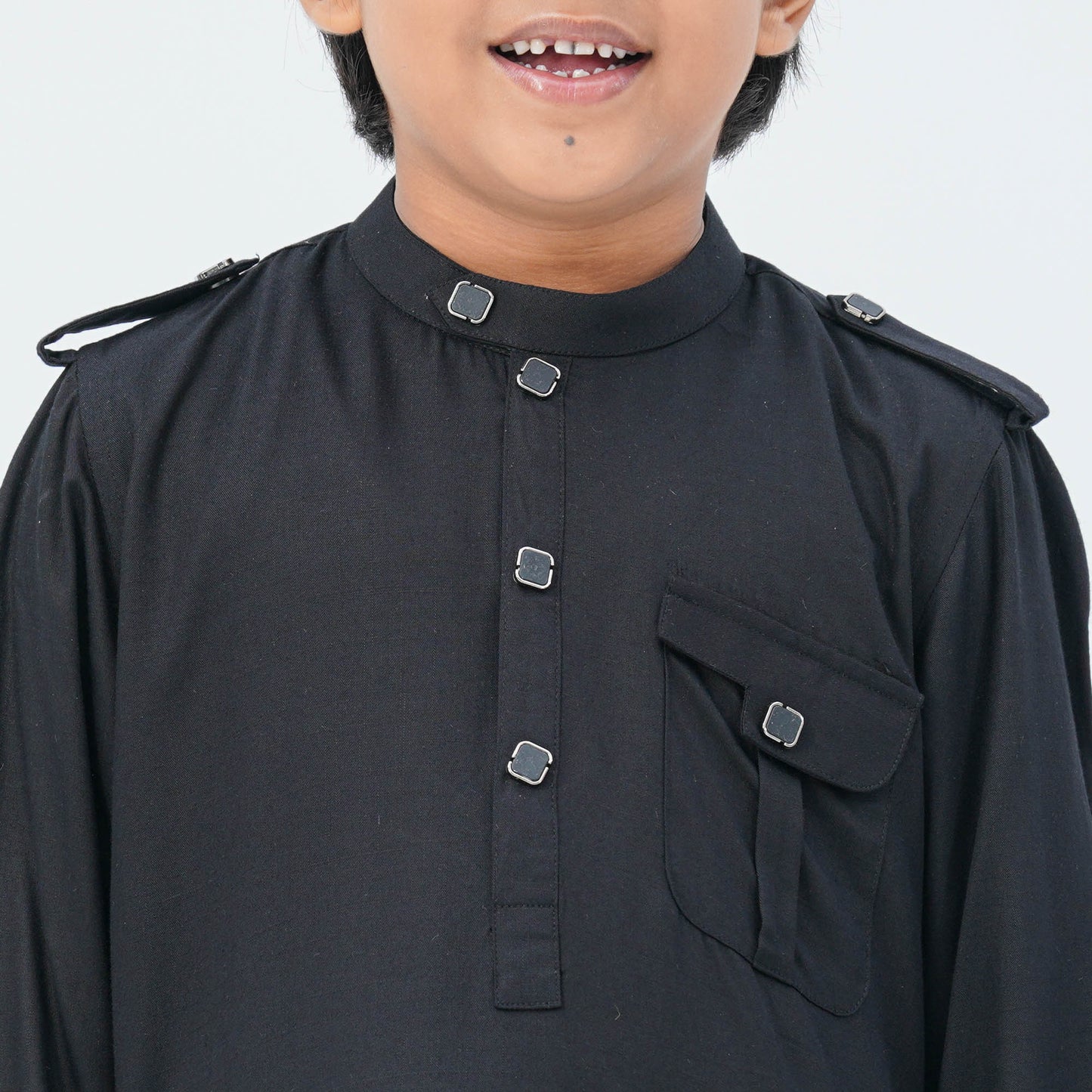 Boy's Black Viscose Kabli
