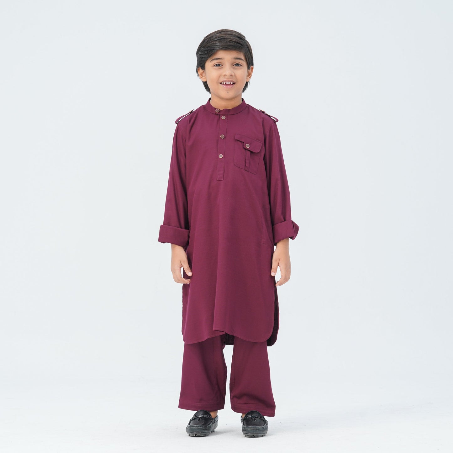 Boy's Maroon Viscose Kabli