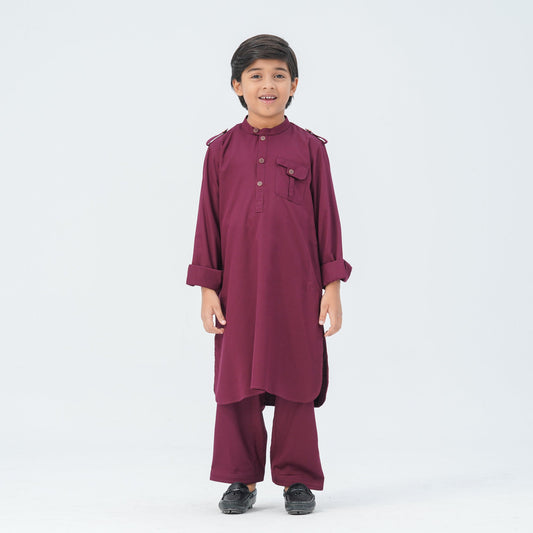 Boy's Maroon Viscose Kabli